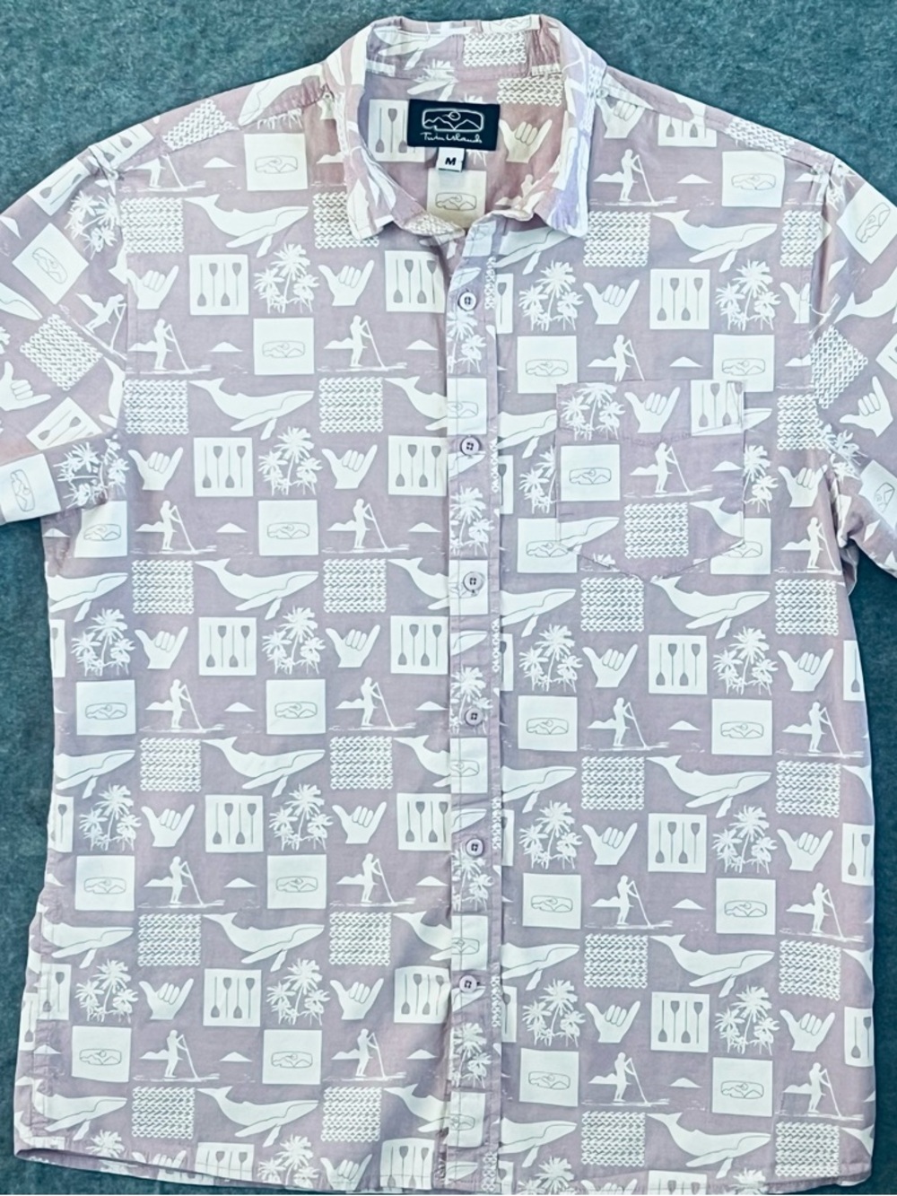 Twin Islands Men's Lavender Graphic Button-Up Shirt - M